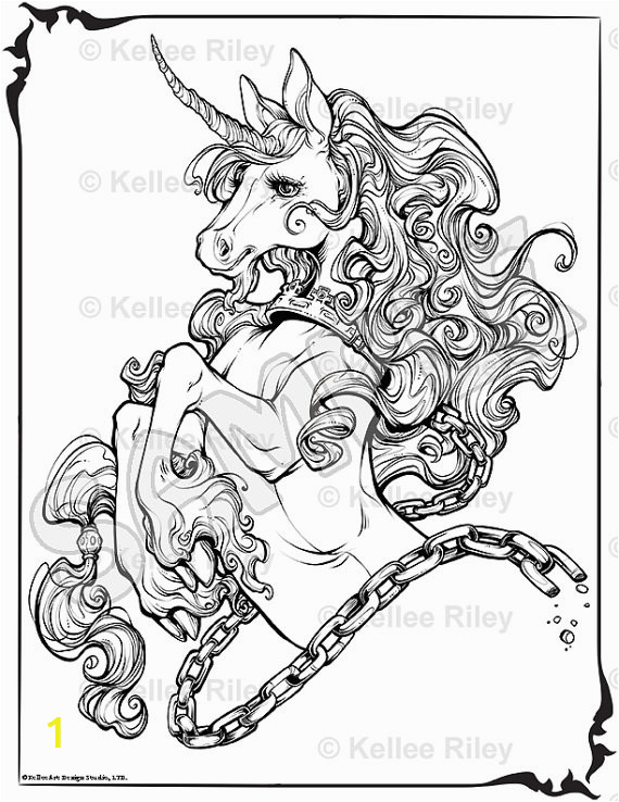 Detailed Unicorn Coloring Pages Unicorn Adult Coloring Pages by Kelleeart On Etsy