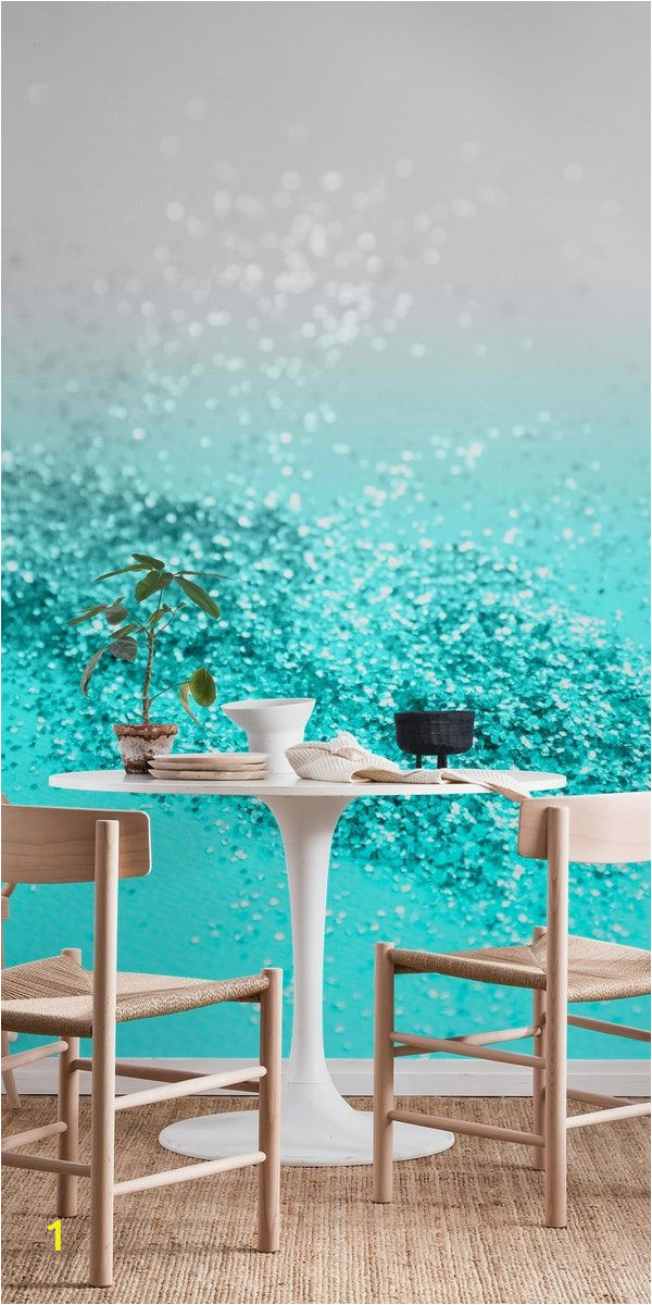 Digital Wall Murals Wallpaper Aqua Teal Ocean Glitter 1 Wall Mural Wallpaper Abstract In