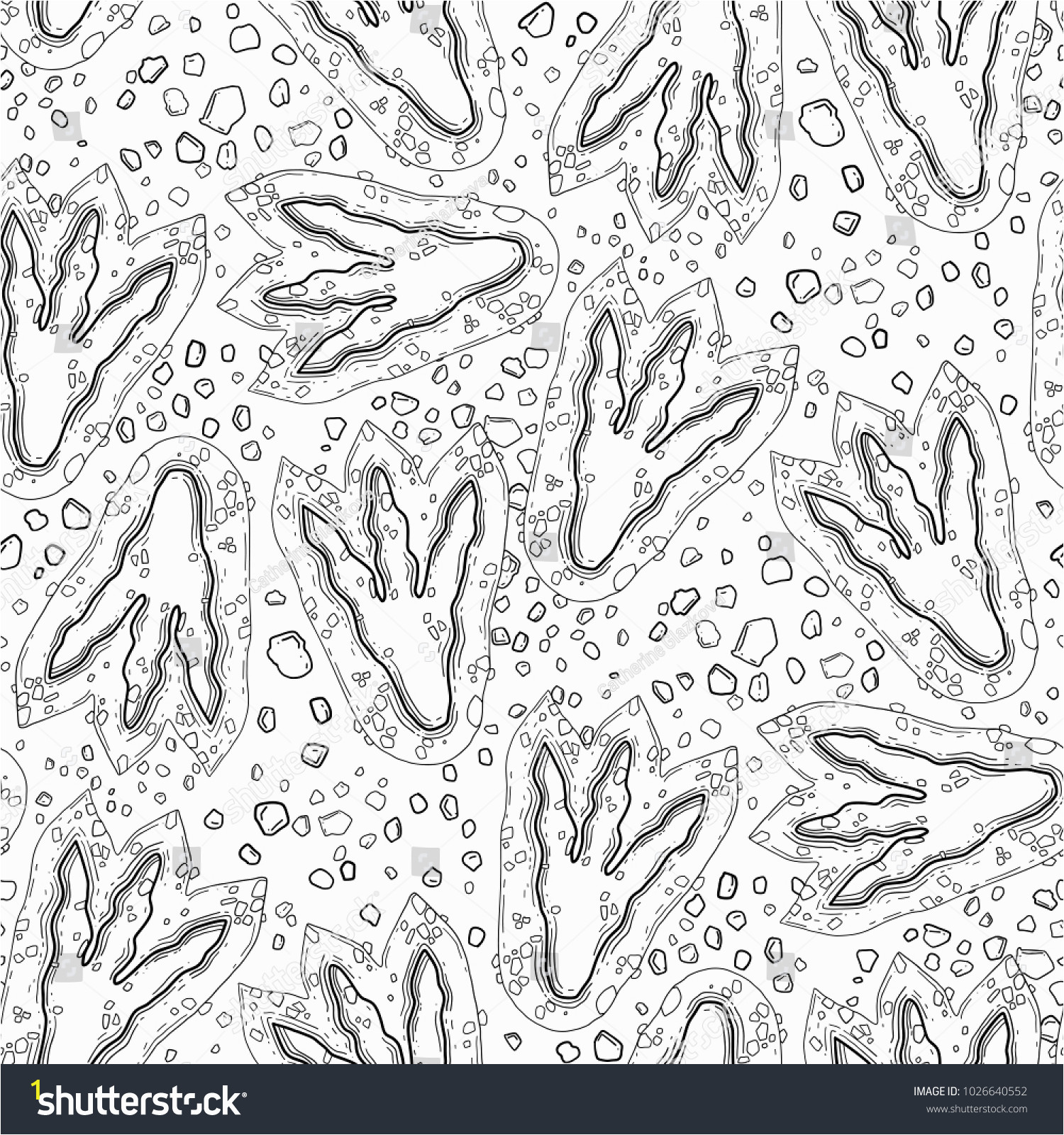 stock vector two graphic dinosaur footprints on the ground vector prehistoric seamless pattern drawn in