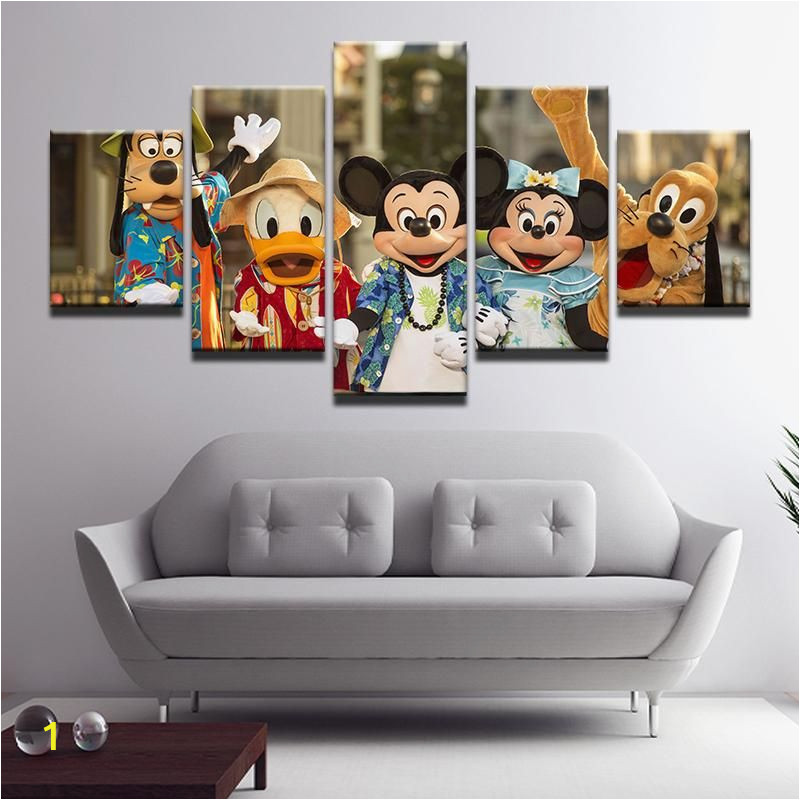 Disney Character Wall Murals Disney Characters Hawaii 5 Panel Canvas Print Wall Art In