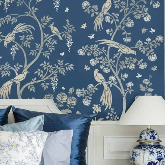 Diy Wall Mural Stencils Birds and Roses Chinoiserie Wall Mural Stencil Diy asian