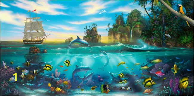 Dolphin Paradise Wall Mural Paradise Found Mural David Miller Murals Your Way