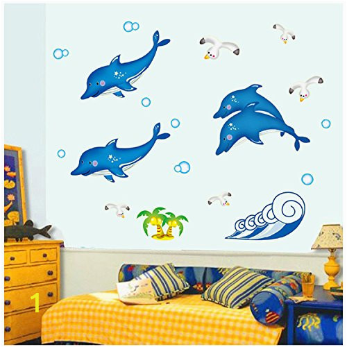 Dolphin Wall Mural Decals Amazon Removable Luminous Wall Sticker Blue Dolphin