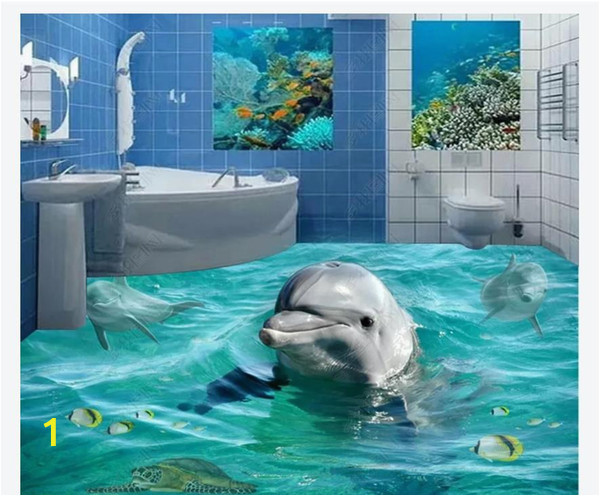 Dolphin Wall Mural Decals Customized 3d Self Adhesive Floor Mural Wallpaper 3d Bathroom Cute Dolphin Waterproof Floor Mural Stickers Pc Wallpaper In Hd Pc Wallpapers From