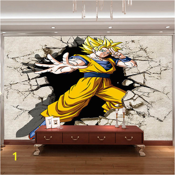 Dragon Ball Z Wall Mural Großhandel Dragon Ball Fototapete 3d Anime Wandbild Benutzerdefinierte Cartoon Wallpaper Jungen Kinder Schlafzimmer Wohnzimmer Große Wand Kunst Room