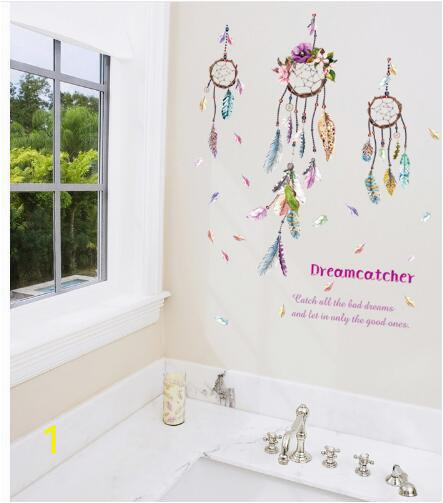 Dream Catcher Wall Mural Maaryee New 2018 Wall Stickers Lucky Dream Catcher Feathers Wall Sticker Decal Mural Art Vinyl Decals Home Decor Fashion Diy Sticker for Walls Sticker