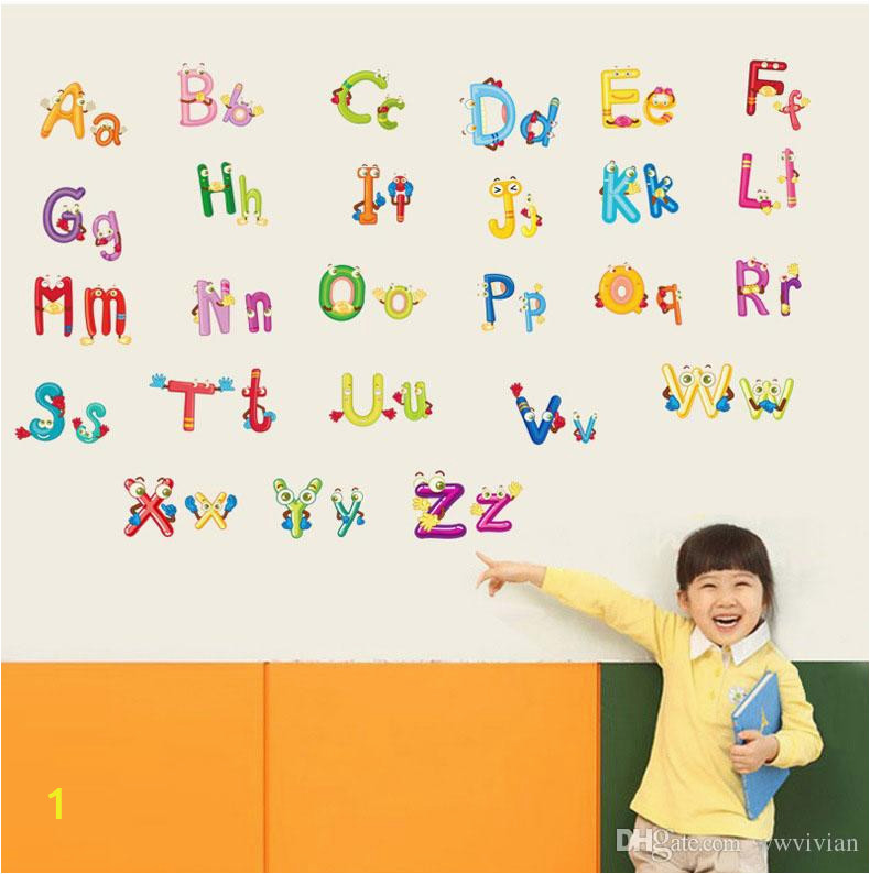 Educational Murals for Walls English Alphabet Cartoon Animals Wall Stickers Kids Room Nursery Wall Mural Poster Art Early Education Wallpaper Decals Hanging Graphic Decal Wall