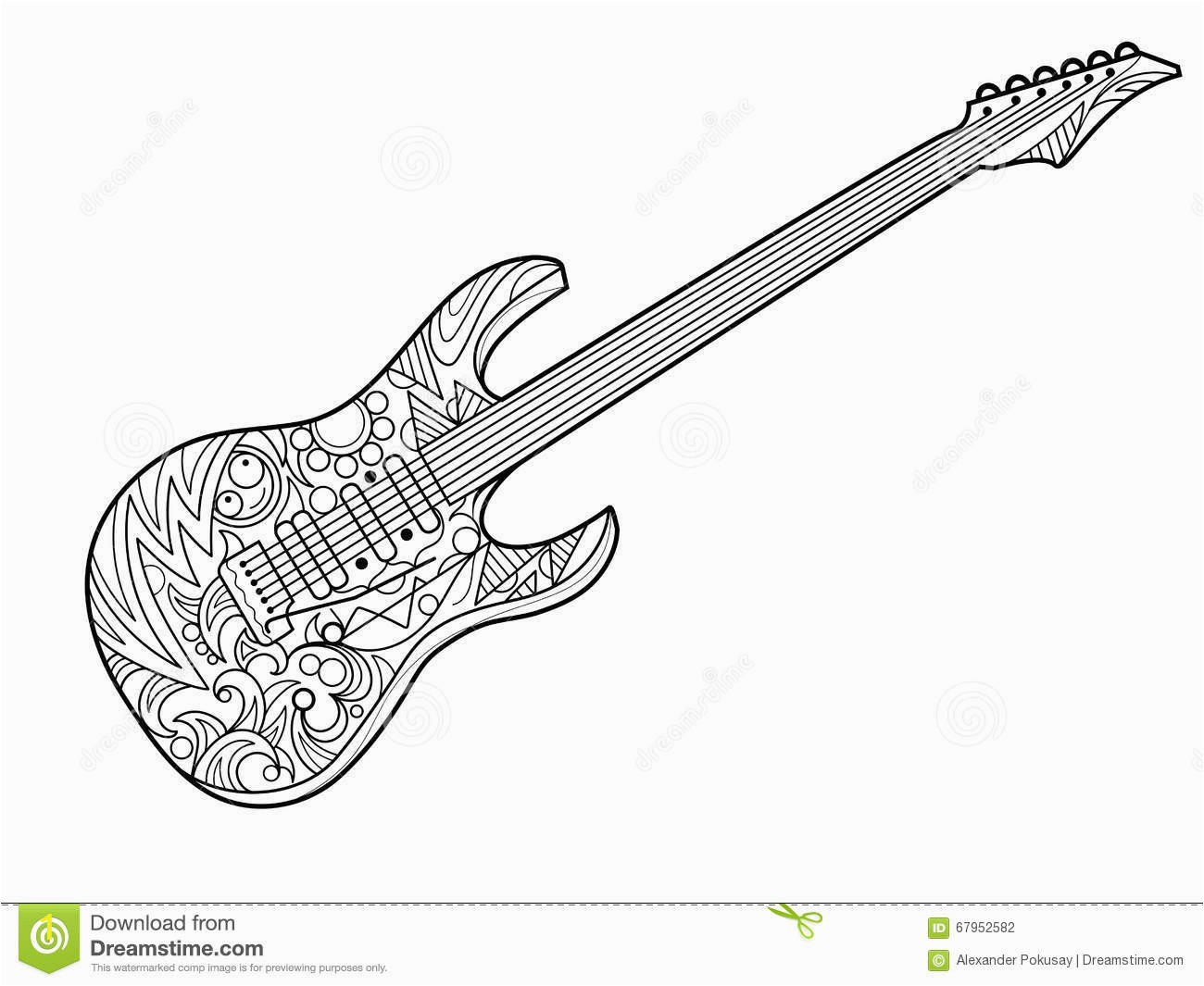 Electric Guitar Coloring Page Electric Guitar Coloring Book for Adults Vector Stock Vector