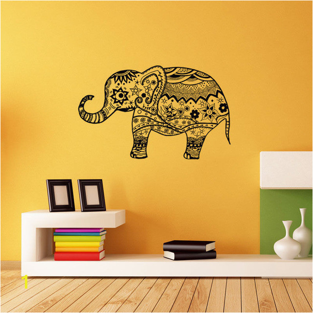 vinyl indian elephant pattern wall sticker ganesha art wall decal with indian elephant wall art of indian elephant wall art