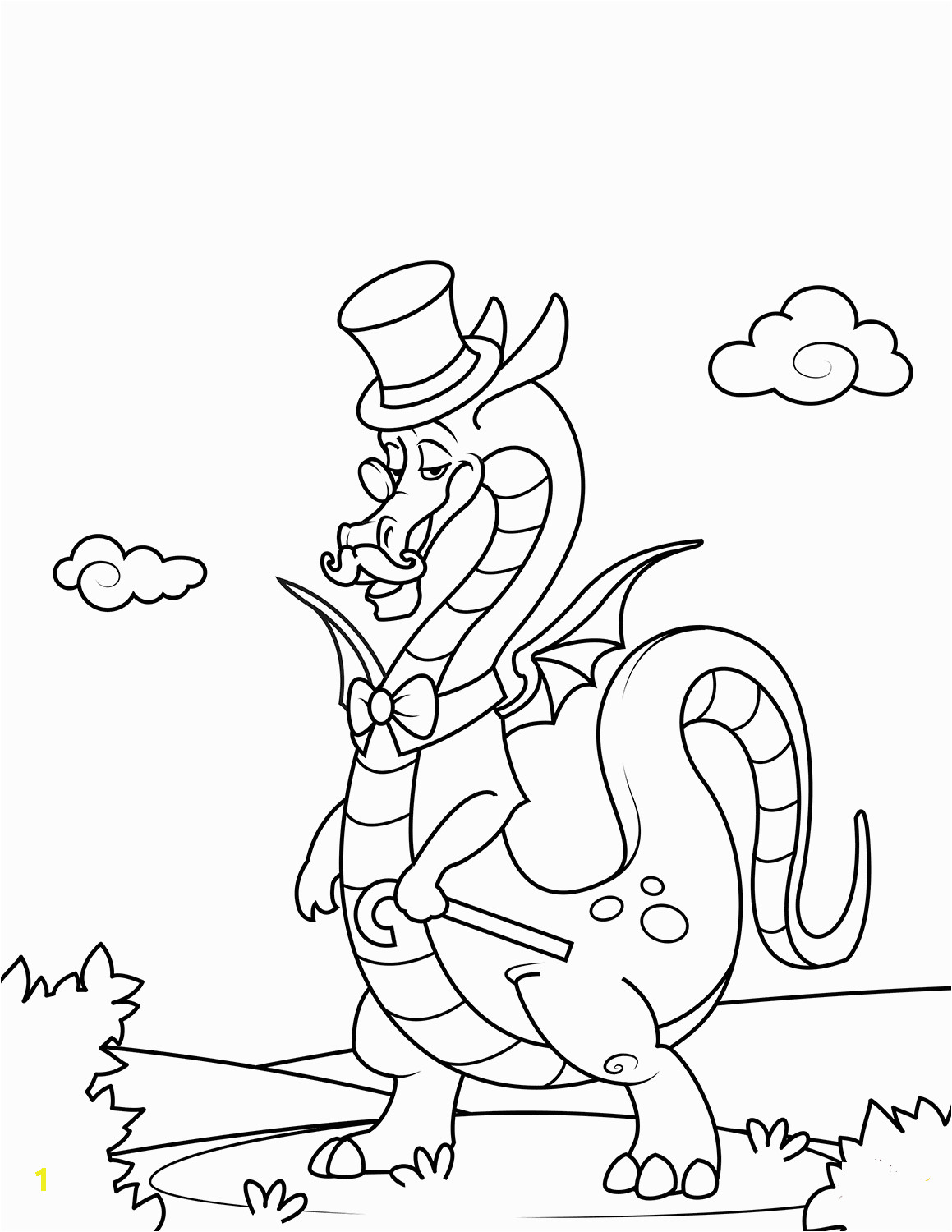 Gentleman Dragon Coloring Page