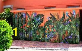 External Garden Wall Murals Painted Flowers On A Fence Fences