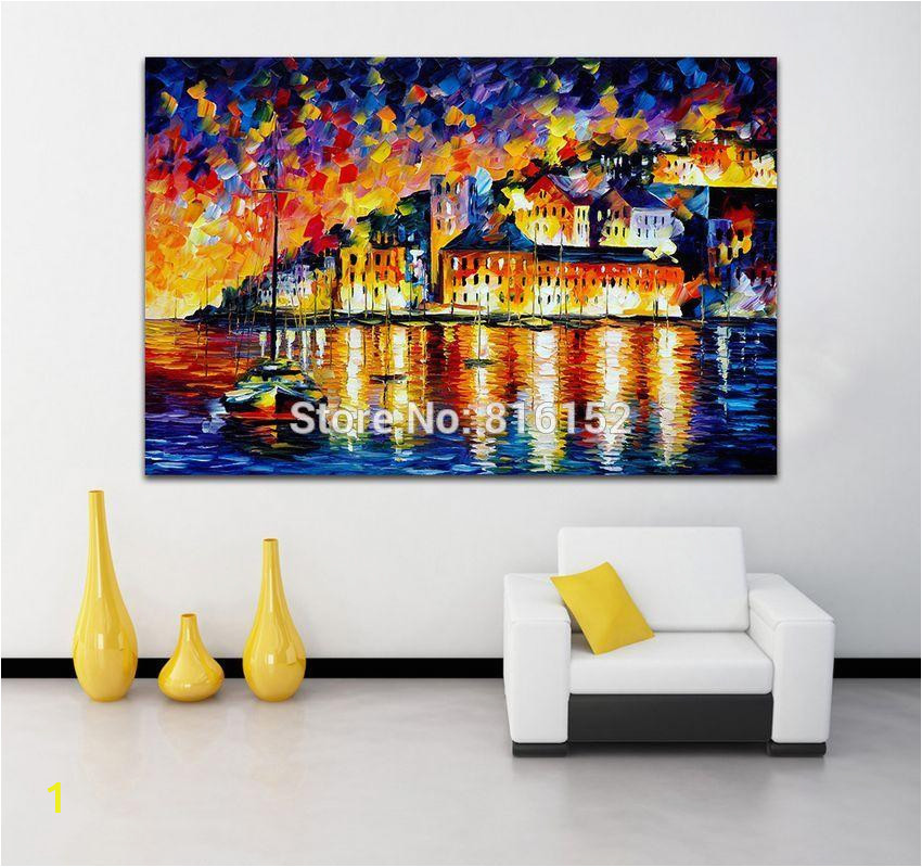 Fabric Mural Wall Art Palette Knife Oil Painting Water City Architecture Castle Cityscape Mural Art Picture Canvas Prints Home Living Hotel Fice Wall Decor