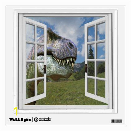 Fake Window Wall Mural T Rex Dinosaur View Mural Fake Window Wall Decal