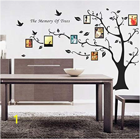 Family Tree Wall Mural Decals Photo Frame Family Tree Vinyl Wall Art Decal Sticker In Black 160cm H X 200cm W