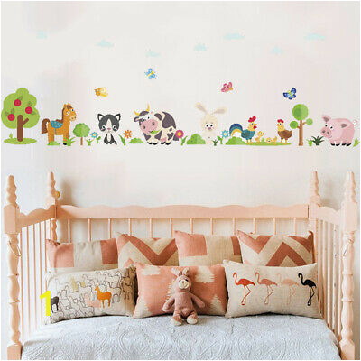 Lovely Animals Farm Wall Sticker Kids Bedroom Cow