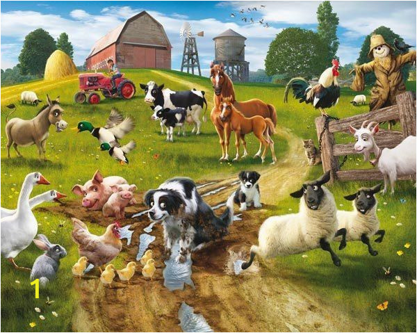 Farm Scene Wall Murals Farmyard Fun Wall Mural