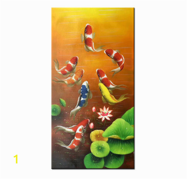 Feng Shui Wall Murals 2019 Hand Painted Modern Canvas Feng Shui Zen Abstract Wall Art Koi Fish Animal Oil Painting China S Wind asian Home Decoration Multi Sizes Afs03 From