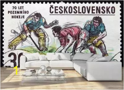 home design living room sofa apartament postage stamp czechoslovakia 1978 bandy hockey winter sport B webp