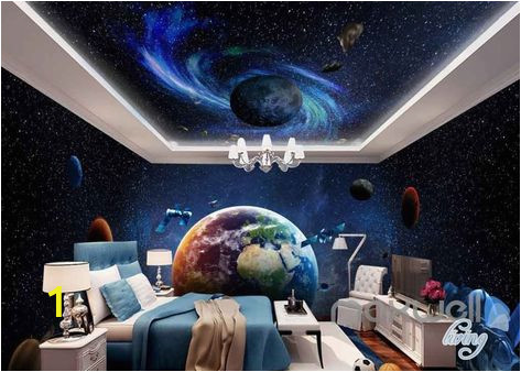Floor to Ceiling Wall Murals 3d Earth Planets Satellite Universe Entire Room Wallpaper