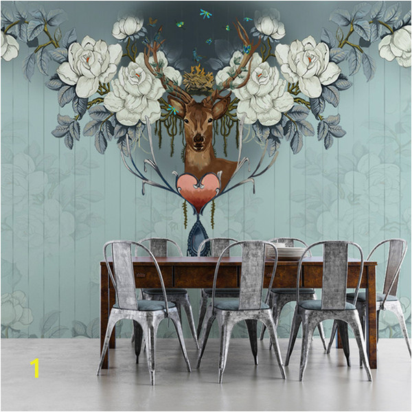 Floral Wall Murals Canada Vintage American Style Flower Deer 3d Murals Wallpaper for sofa Backgroud Custom 3d Wall Murals Removable Canada 2019 From Fumei66 Cad $40 22