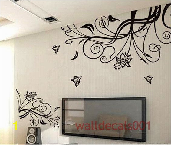 Flower Wall Murals Stickers Wall Decals Flower with butterfly Home Decor