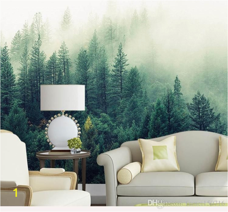 Foggy forest Wall Mural Custom 3d Papel Murals Nature Fog Trees forest Wallpaper 3d