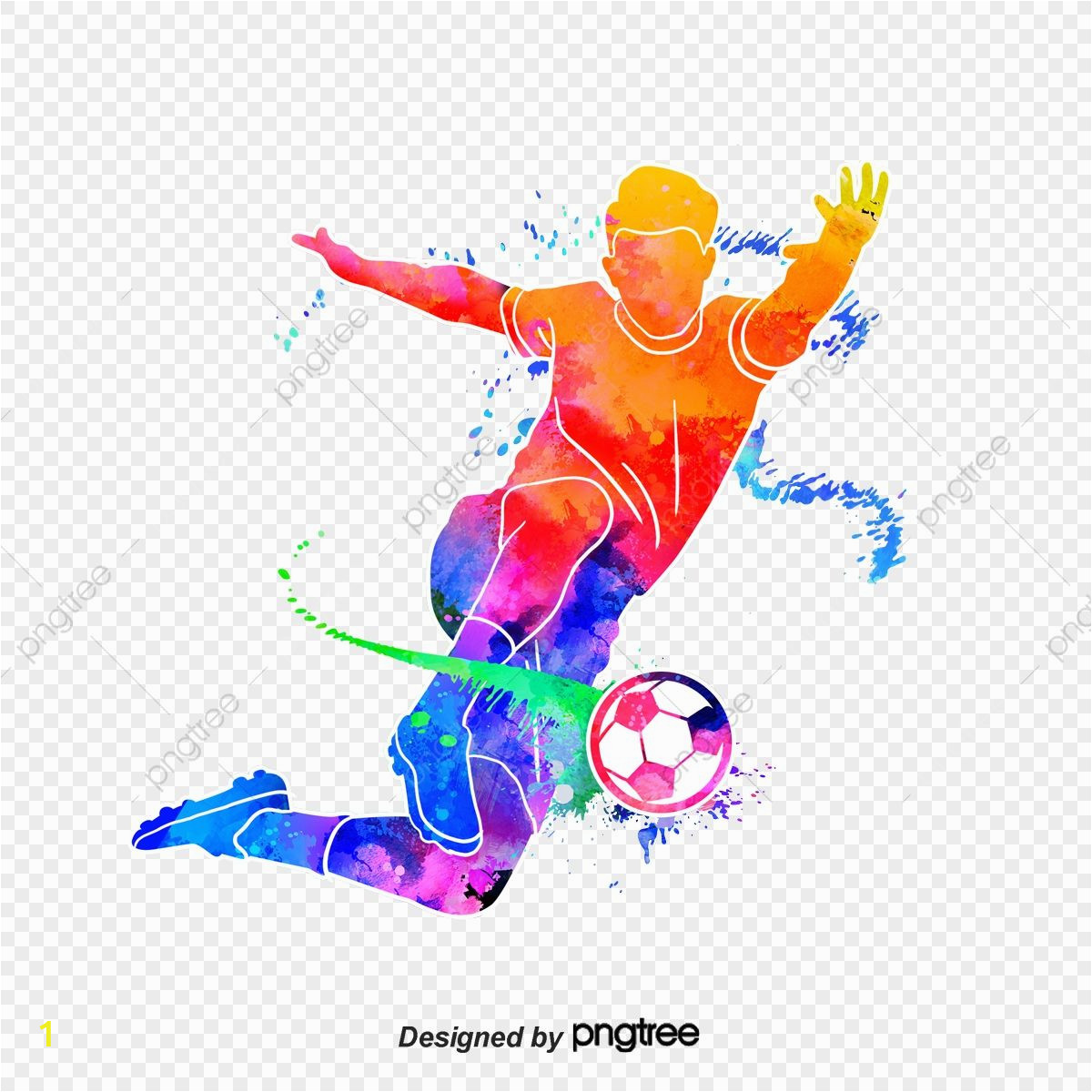 Football Splash Wall Mural Silhueta De Jogadores De Futebol Criativo Multicolor O
