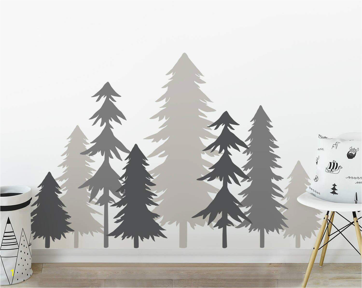 Forest Scene Wall Mural 3 Color Pine Tree forest Wall Decals Tree Wall Decals forest Mural forest Scene Decals Wall Decals Children S forest Decals Set Of 8