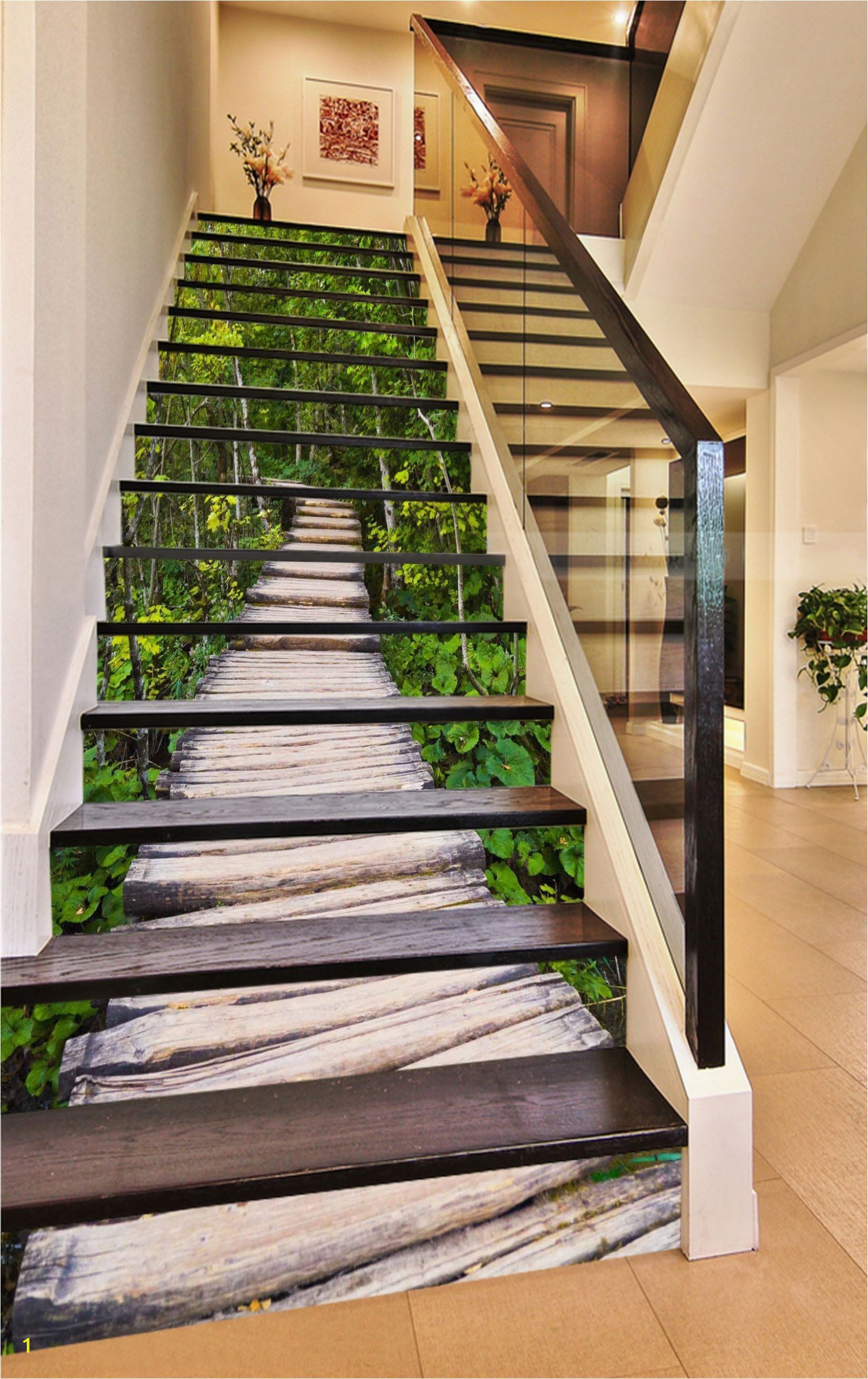 Forest Stream Wall Mural 3d forest Wood Path 1439 Stair Risers