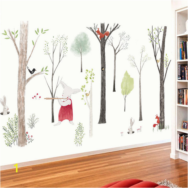 Forest Wall Decal Mural Music forest Wall Sticker Cartoon Home Decor Diy Bedroom Kids Room Nursery Background Mural Art Decals Poster Sticker Y Star Stickers