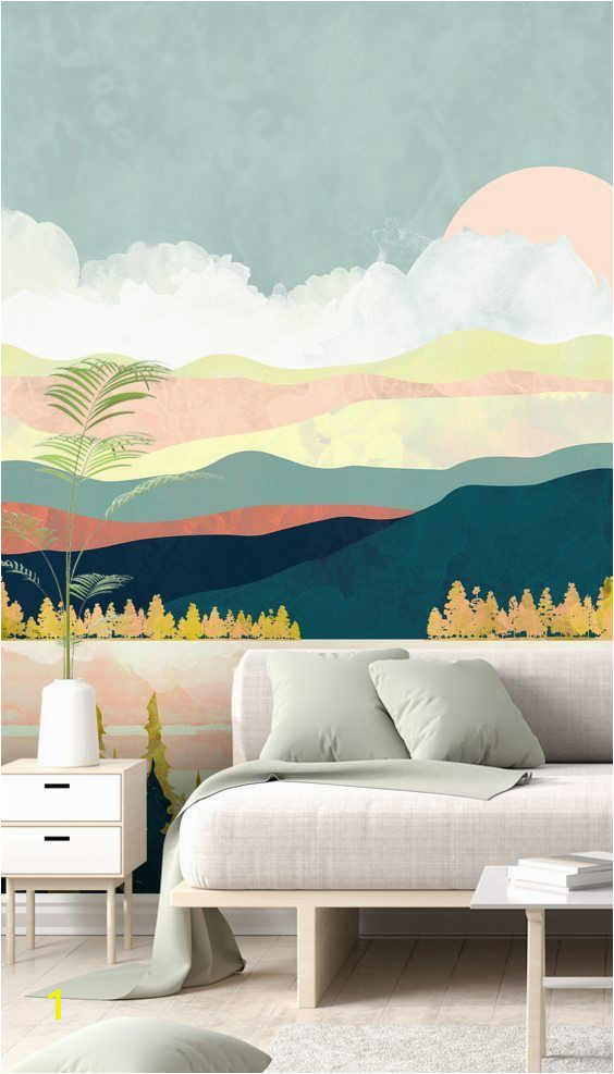 Forest Wall Mural Wallpaper Stunning Lake forest Wall Mural by Spacefrog Designs This
