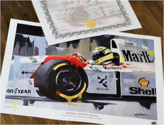 Formula One Wall Murals Ayrton Senna by Greg Tillett Limited Edition Art Print formula 1 One F1 Motorsport Poster