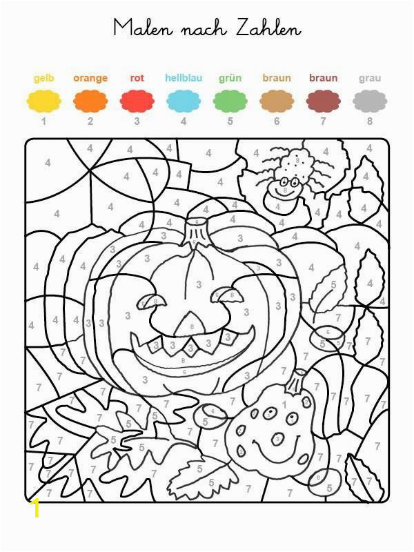 Free Color by Number Halloween Coloring Pages Ausmalbild Malen Nach Zahlen Kürbisse Ausmalen K