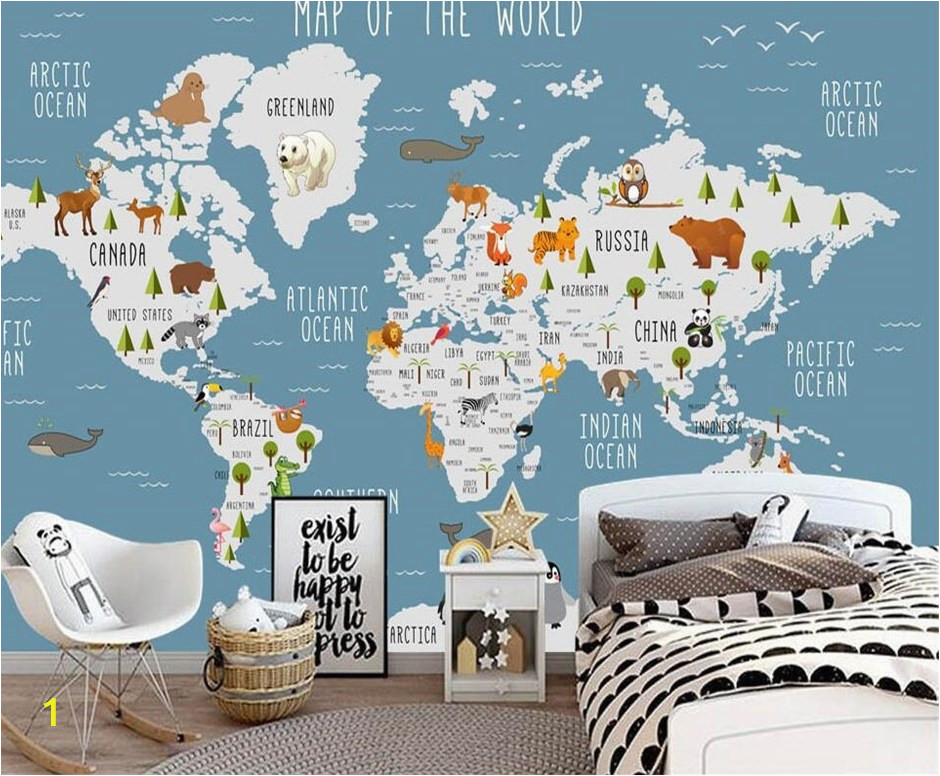 Beibehang Custom wallpaper cartoon world map tv background wall living room bedroom children room background 3d