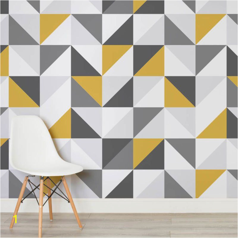 Geometric Wall Murals Uk Yellow and Grey Abstract Geometric Design Square Wall Murals