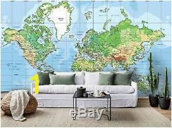 Giant Wall Map Mural 3d World Map Earth Self Adhesive Removable Wallpaper Room