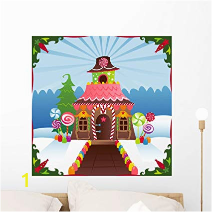 Gingerbread House Wall Mural Amazon Wallmonkeys Wm Snowy Gingerbread House