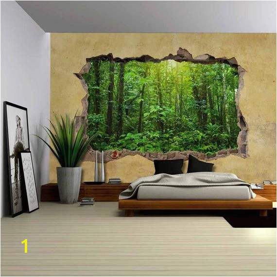 Glow In the Dark Wall Mural forest Wall26 Tropical Rain forest Viewed Through A Broken Wall