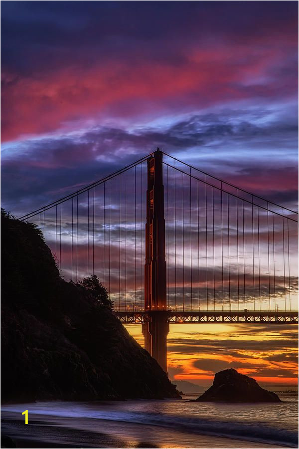 Golden Gate Bridge Wall Mural Sunset at Golden Gate Bridge In San Francisco California