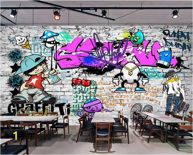 Graffiti Brick Wall Mural Us $8 85 Off Beibehang Custom Wallpaper Fashion Trend Street Art Graffiti Brick Cafe Bar Restaurant Painting Background Wall 3d Wallpaper In