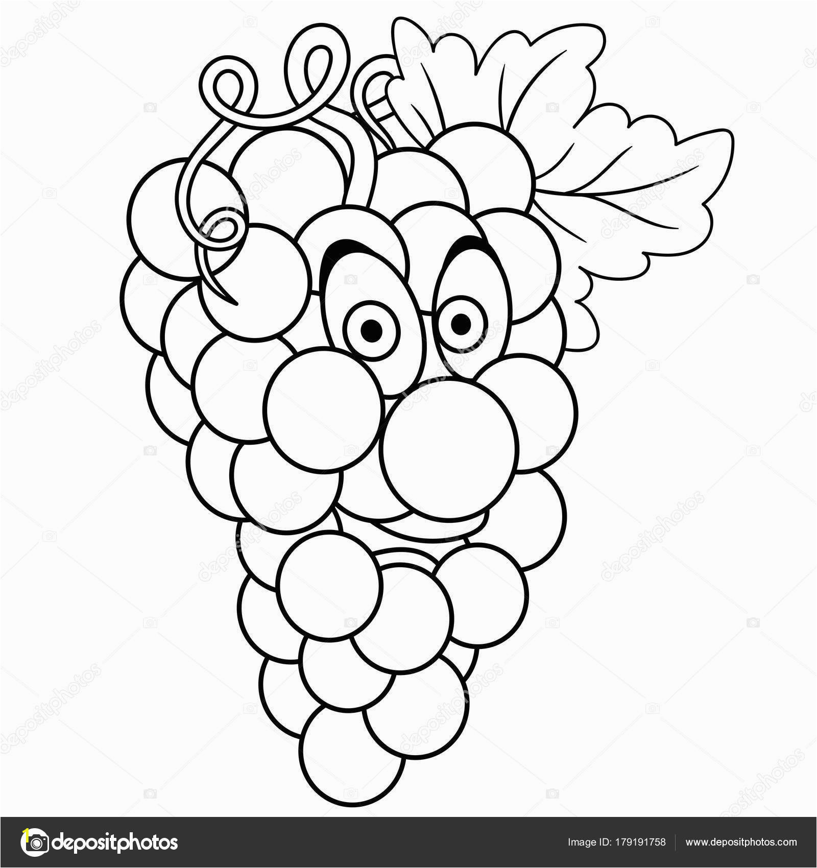 Grape Coloring Pages to Print Coloring Book Coloring Page Cartoon Grapes Character Happy