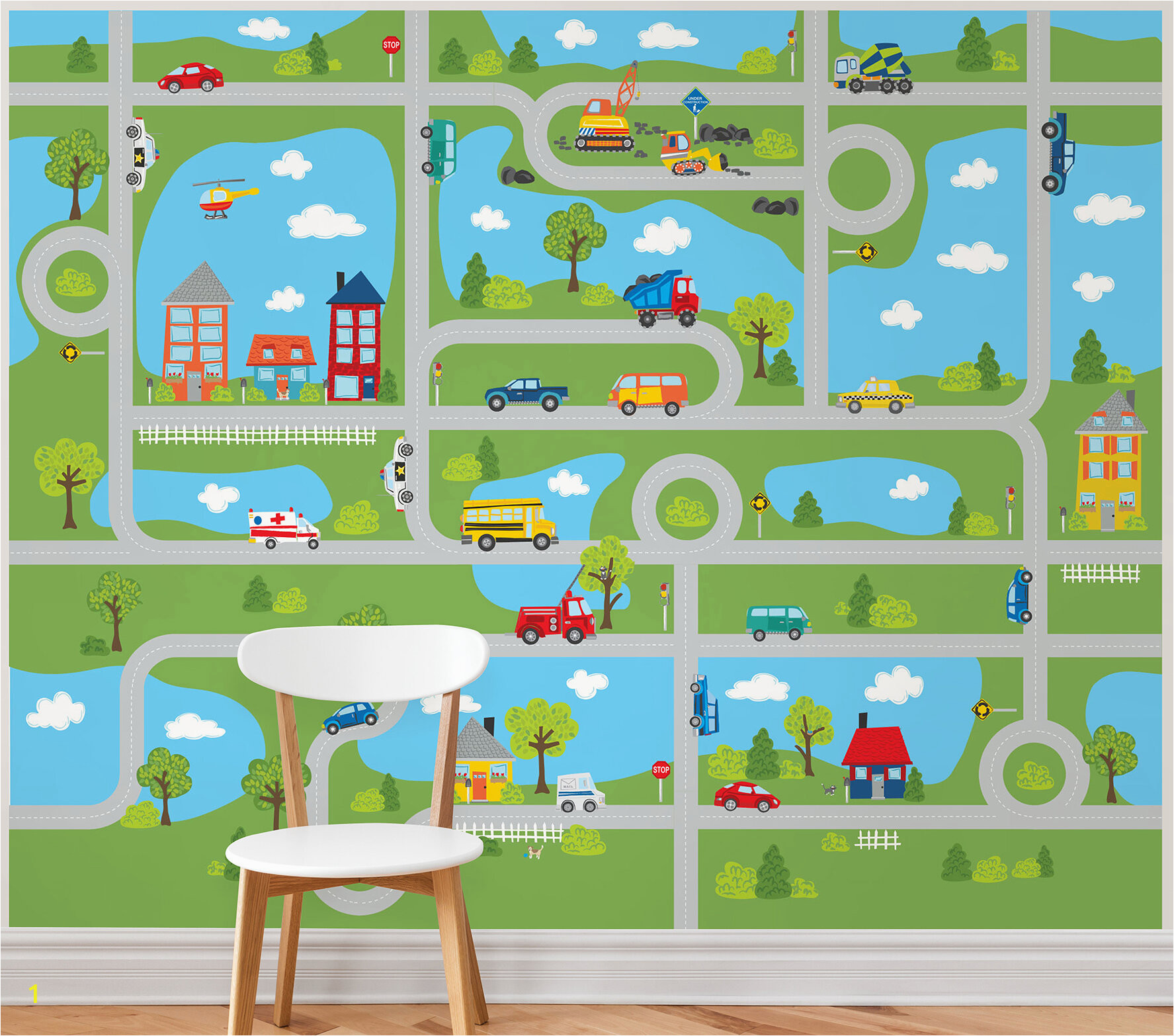 Graphic Murals for Walls Tyngsborough Road Map Peel and Stick 9 83 L X 94" W Wall Mural