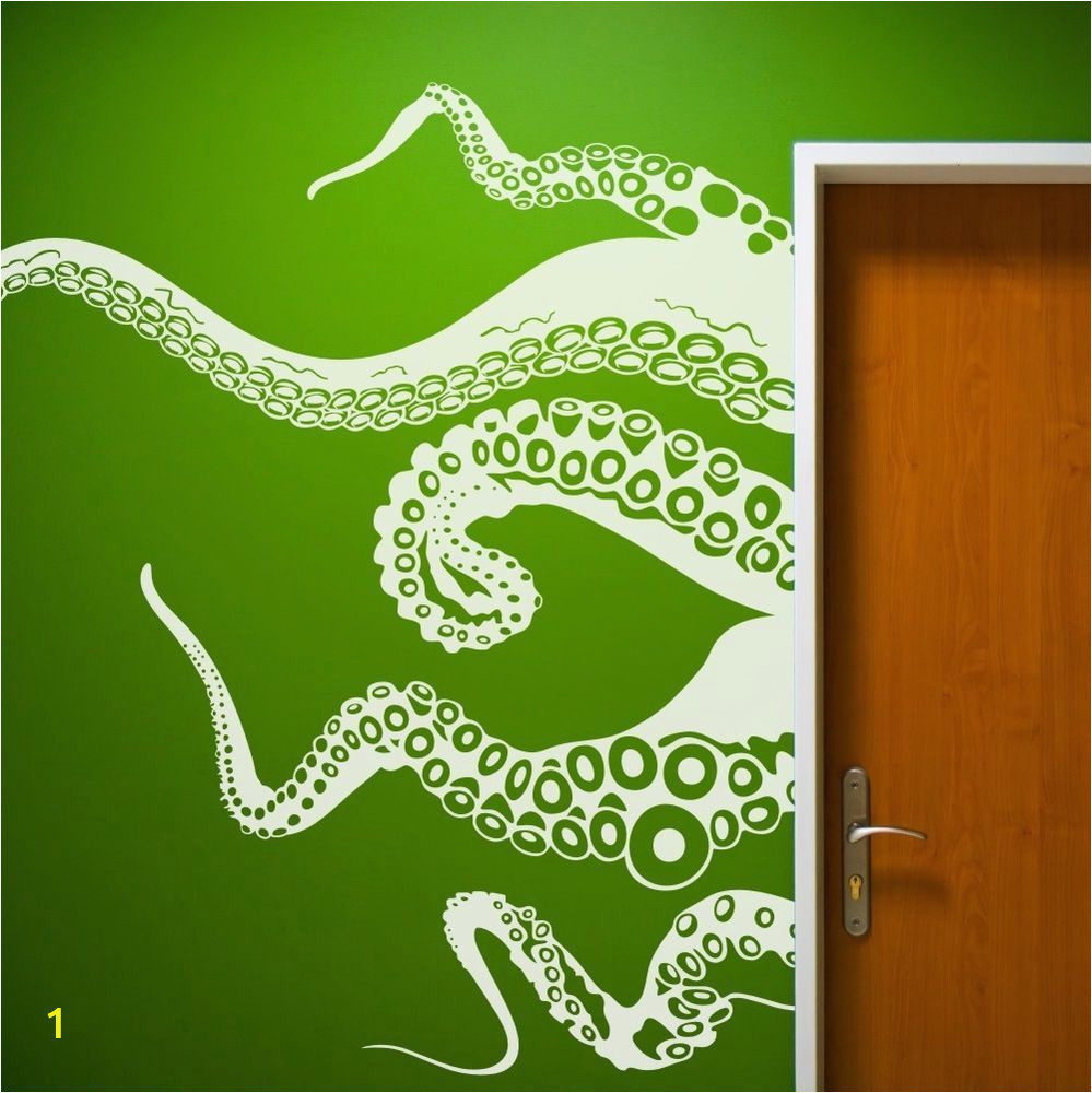 Green Monster Wall Mural Octopus Tentacle Wall Decal Inspiration Sea Monster Squid