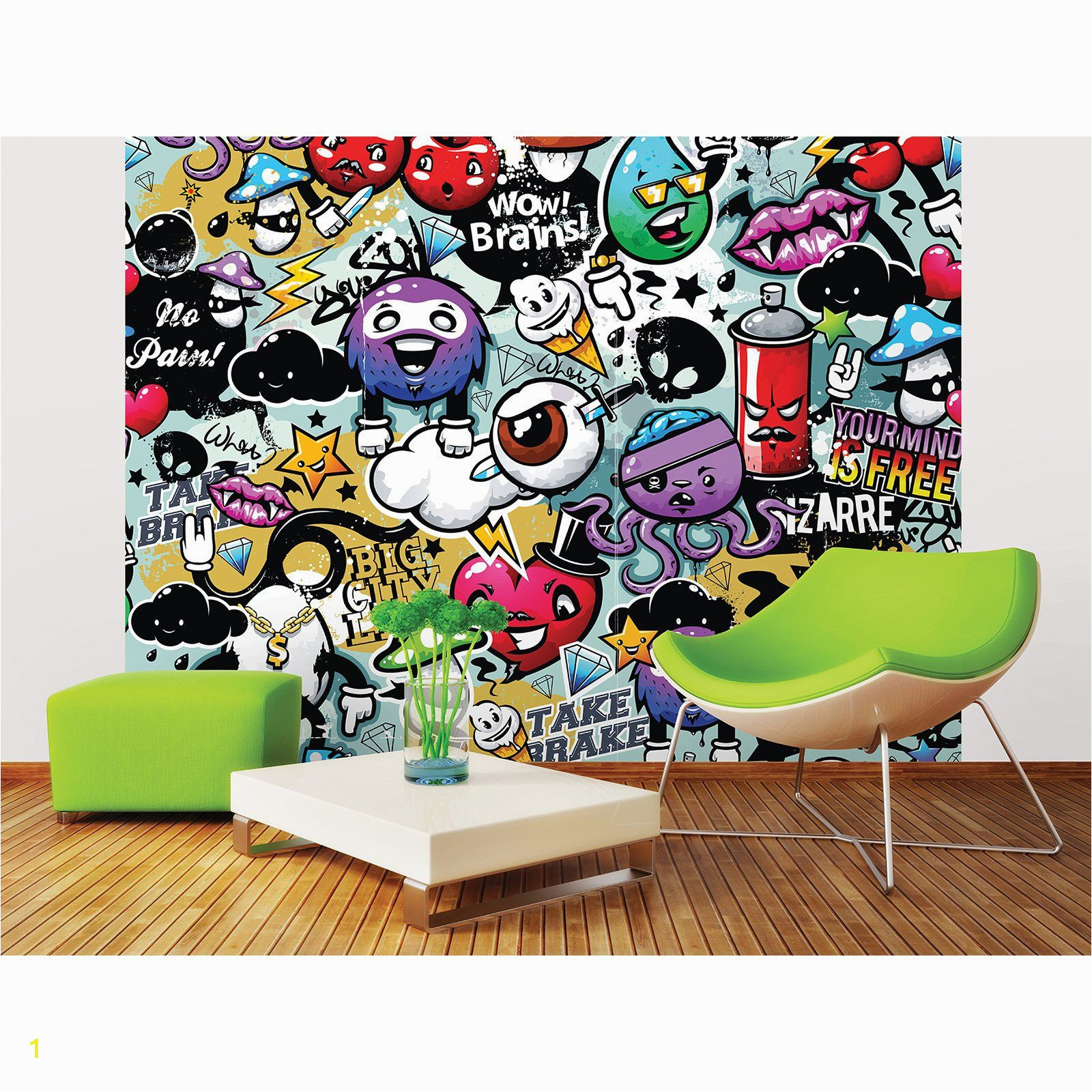 Green Monster Wall Mural Ohpopsi Graffiti Monster Wall Mural Wals0004