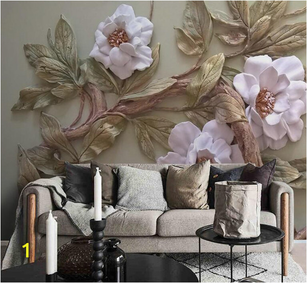 Grey Petals Wall Mural Customize Any Size 3d Wallpaper Mural Stereoscopic Relief Flower Tree Living Room Bedroom Tv Background Wall Decoration Mural Wallpaper Girls