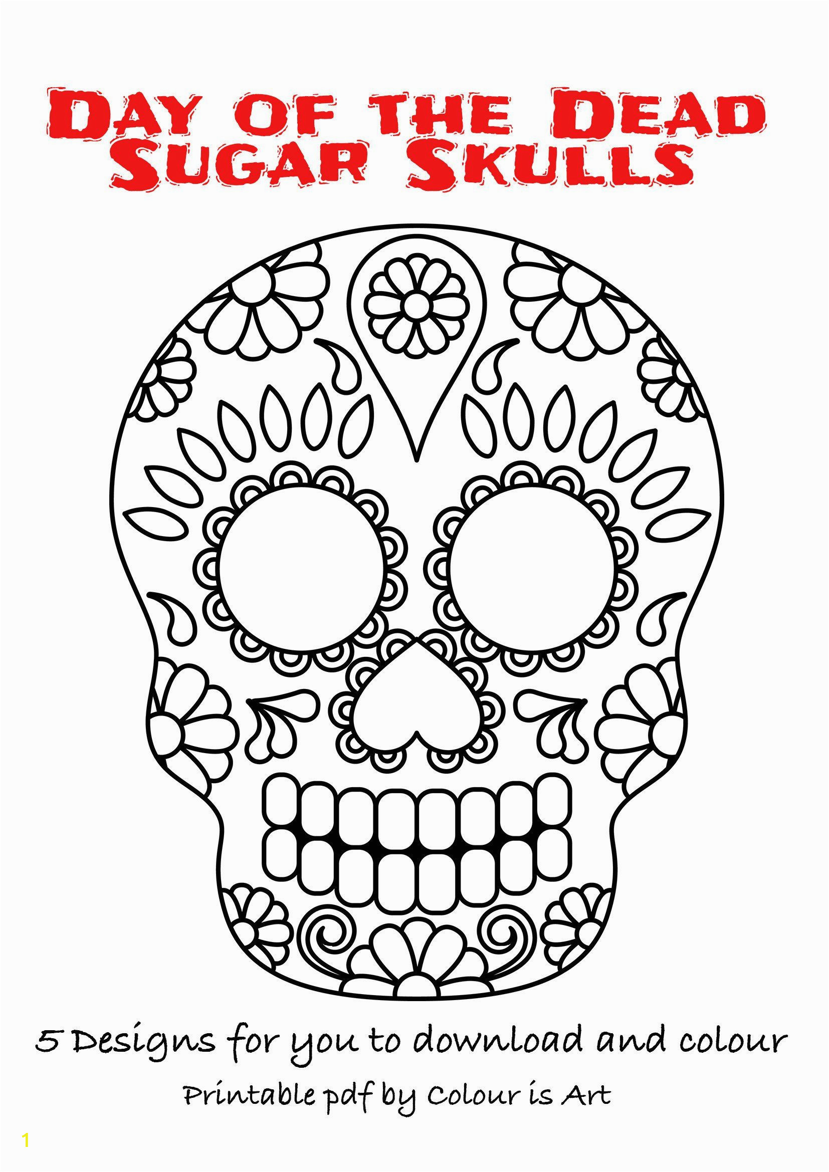 Halloween Color Pages Pdf Day Of the Dead Sugar Skulls 5 Designs to and