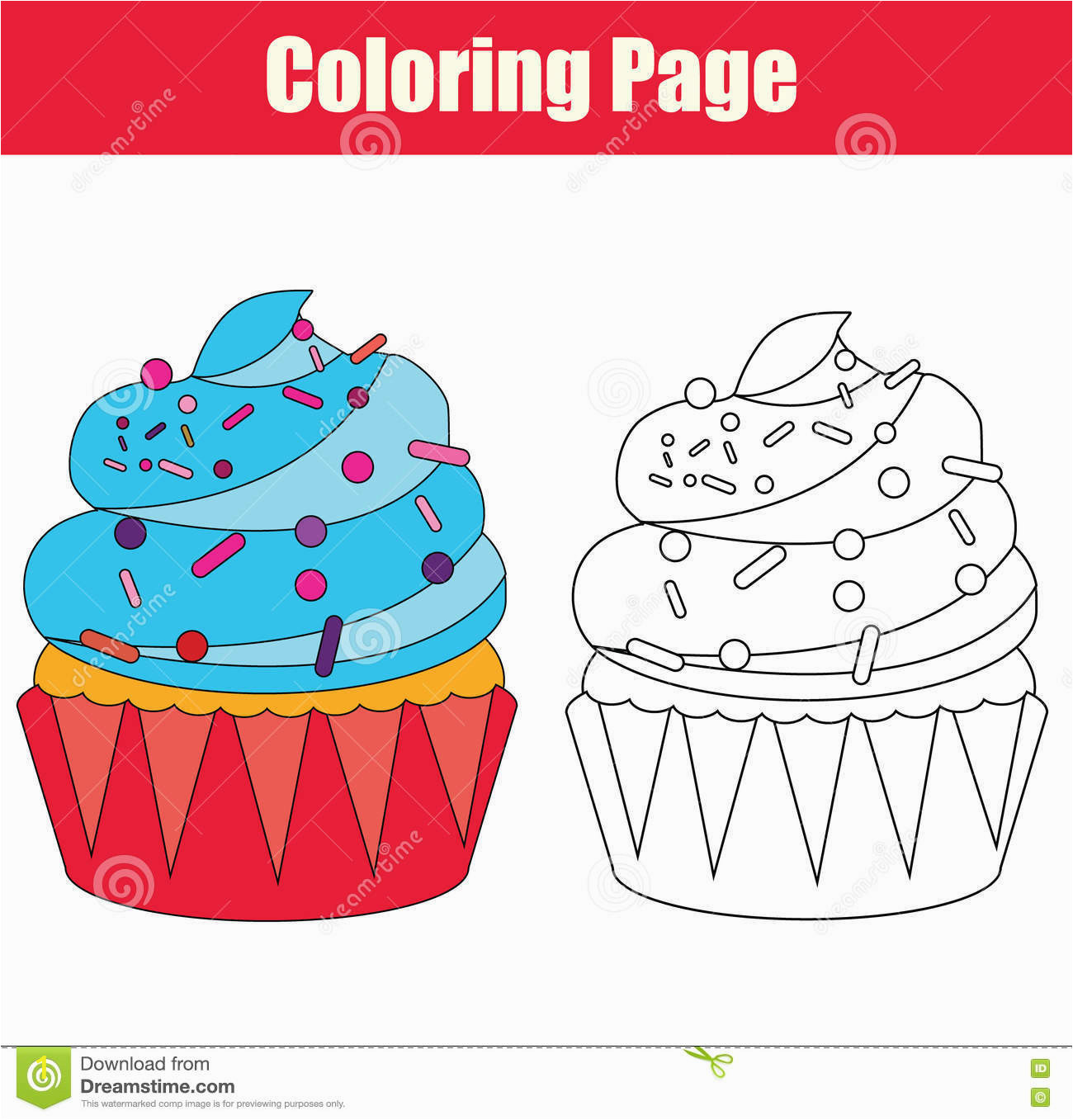 coloring page cupcake drawing game children copy colors book kids