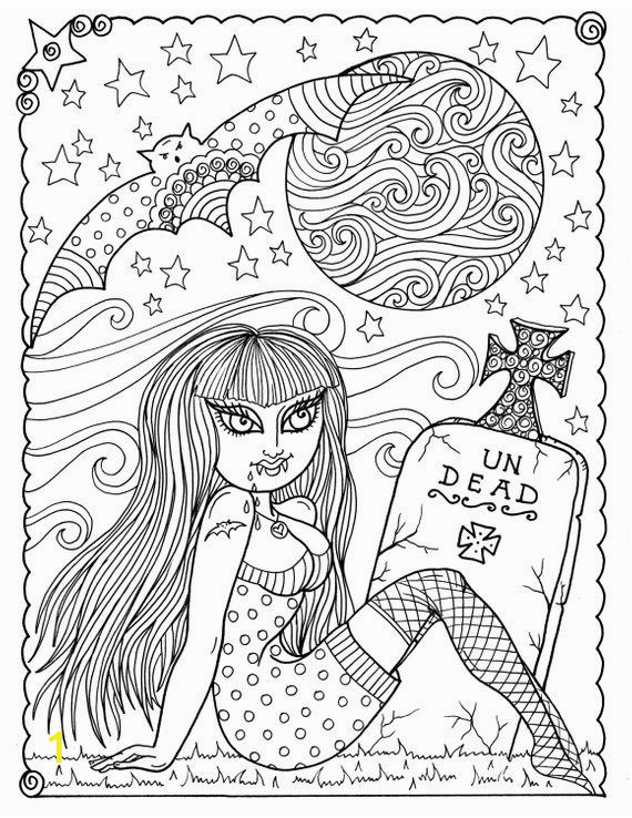 Halloween Dracula Coloring Pages 5 Pages Vampire Vixens to Color Instant Download Print and