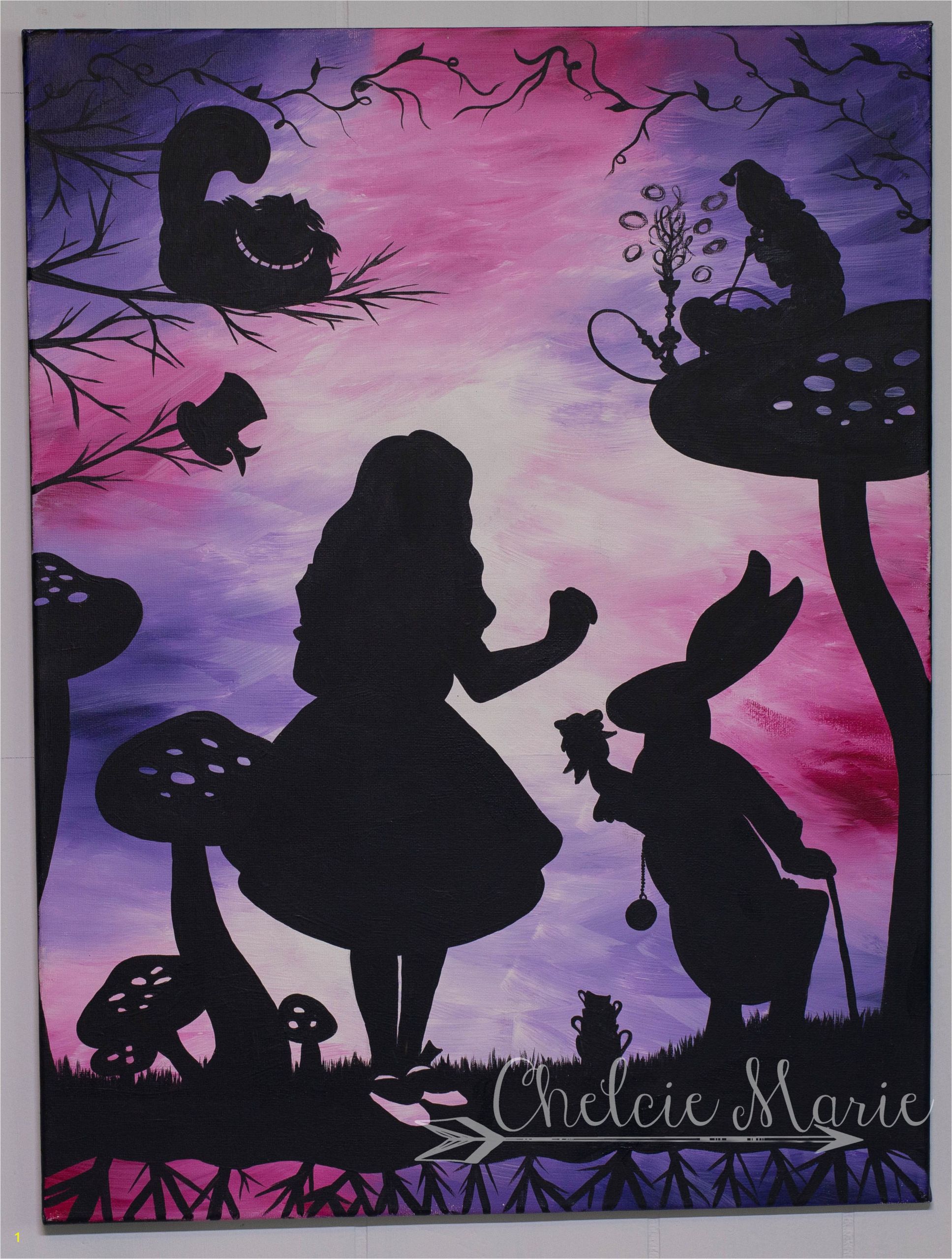 Hand Painted Disney Wall Murals Alice In Wonderland Art for Sale original Hand Painted