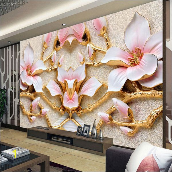 Hand Painted Floral Wall Murals Custom Wall Mural Wallpaper for Walls Roll 3d Relief Flower Tv Background Wall Papers Home Decor Living Room Modern Art Painting Excellent Wallpapers